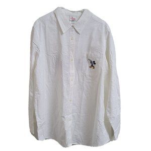 NWT XXL Vtg Disney Store Mickey Mouse Long Sleeved Pocket Collared Shirt